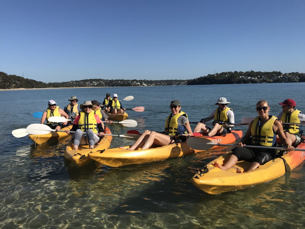 Group kayaking at Bundeena